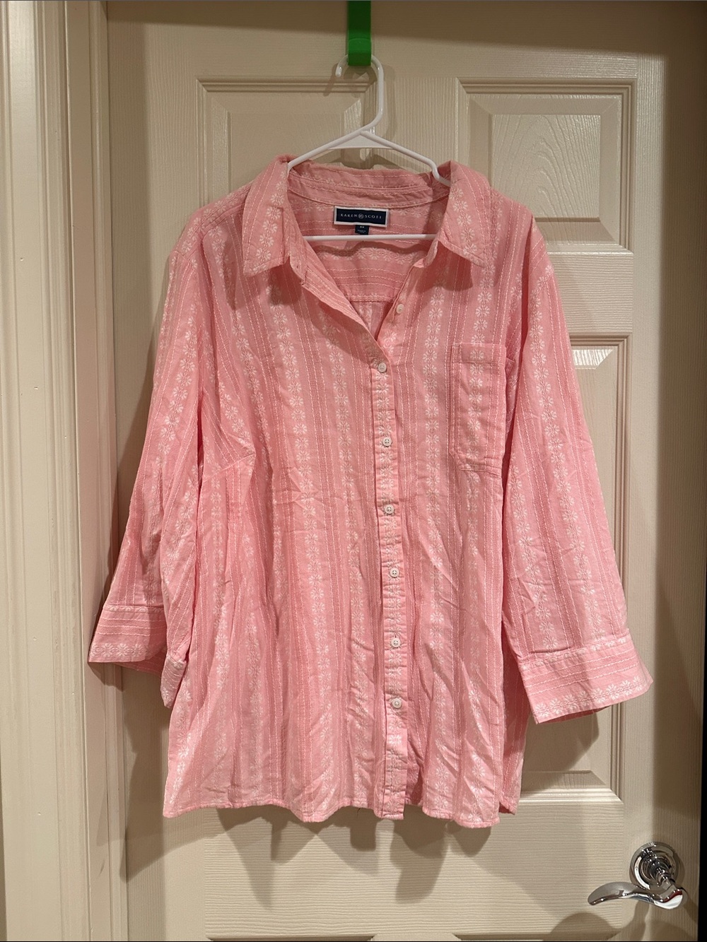 Karen Scott Pink Casual Button-Down Shirt